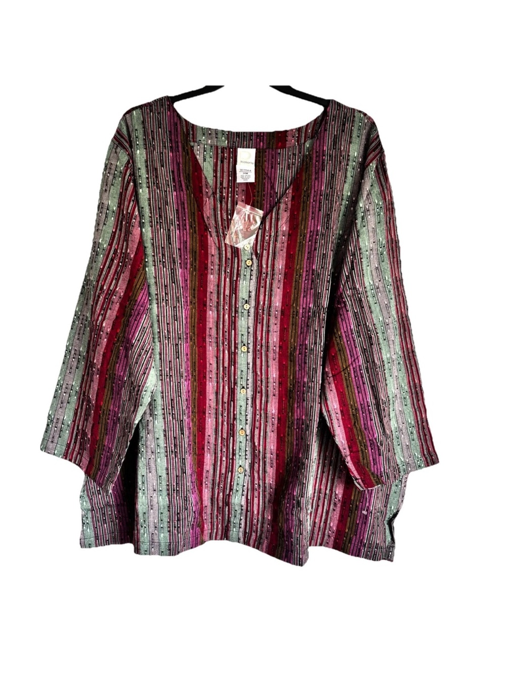 Roaman’s Striped Button Down Blouse Shirt